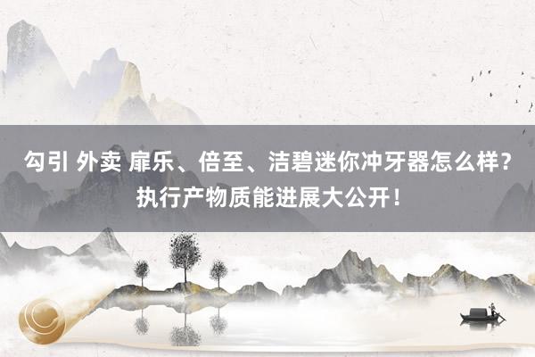 勾引 外卖 扉乐、倍至、洁碧迷你冲牙器怎么样？执行产物质能进展大公开！