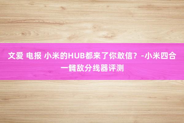 文爱 电报 小米的HUB都来了你敢信？-小米四合一雠敌分线器评测