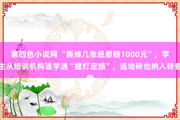 第四色小说网 “撕掉几张纸要赔1000元”，学生从培训机构退学遇“提灯定损”，连地砖也纳入待查