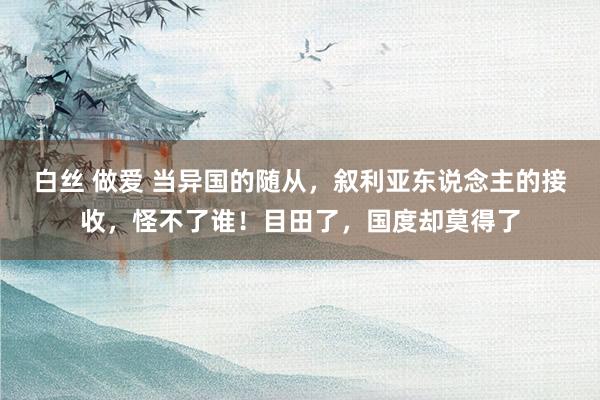 白丝 做爱 当异国的随从，叙利亚东说念主的接收，怪不了谁！目田了，国度却莫得了