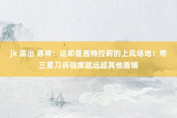 jk 露出 原神：这即是茜特拉莉的上风场地！带三星刀兵强度就远超其他盾辅