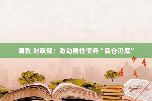 调教 财政部：激动隐性债务“清仓见底”