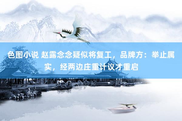 色图小说 赵露念念疑似将复工，品牌方：举止属实，经两边庄重计议才重启