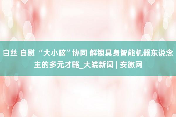 白丝 自慰 “大小脑”协同 解锁具身智能机器东说念主的多元才略_大皖新闻 | 安徽网
