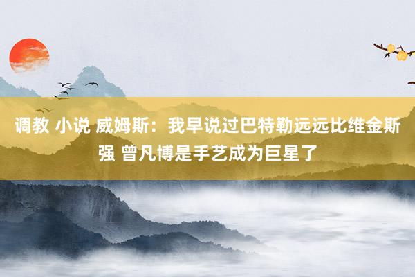 调教 小说 威姆斯：我早说过巴特勒远远比维金斯强 曾凡博是手艺成为巨星了