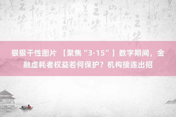 狠狠干性图片 【聚焦“3·15”】数字期间，金融虚耗者权益若何保护？机构接连出招