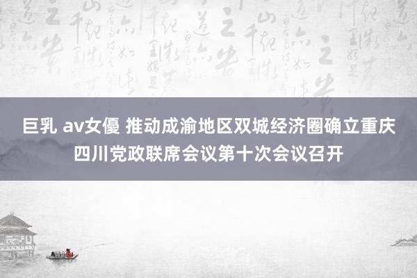 巨乳 av女優 推动成渝地区双城经济圈确立重庆四川党政联席会议第十次会议召开