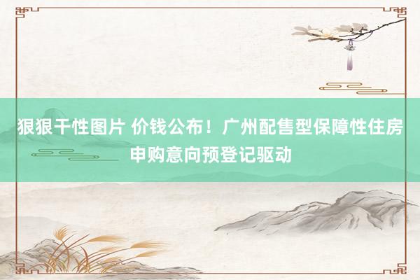 狠狠干性图片 价钱公布！广州配售型保障性住房申购意向预登记驱动