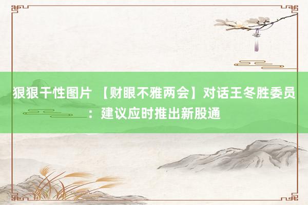 狠狠干性图片 【财眼不雅两会】对话王冬胜委员：建议应时推出新股通