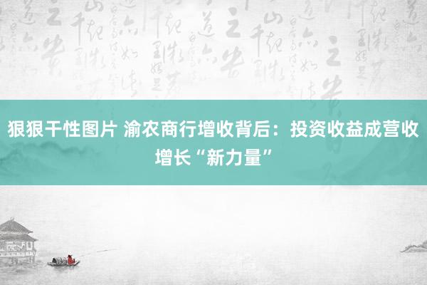 狠狠干性图片 渝农商行增收背后：投资收益成营收增长“新力量”