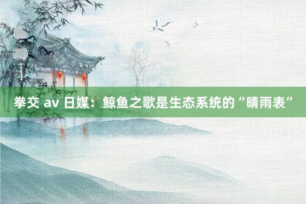 拳交 av 日媒：鲸鱼之歌是生态系统的“晴雨表”