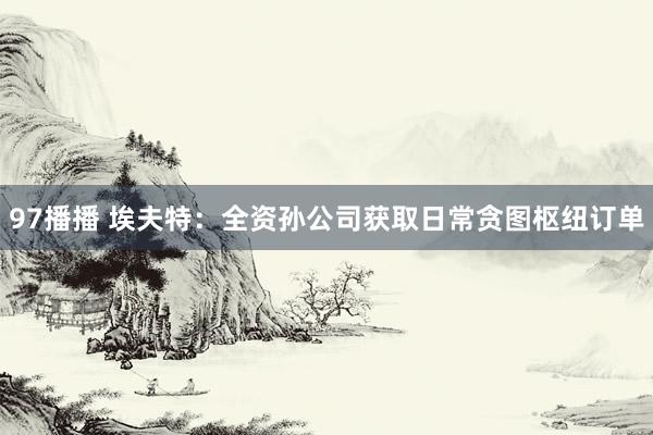 97播播 埃夫特：全资孙公司获取日常贪图枢纽订单
