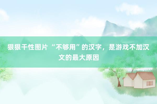 狠狠干性图片 “不够用”的汉字，是游戏不加汉文的最大原因