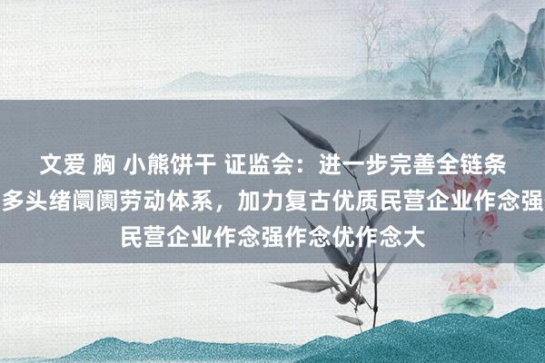 文爱 胸 小熊饼干 证监会：进一步完善全链条全生命周期的多头绪阛阓劳动体系，加力复古优质民营企业作念强作念优作念大