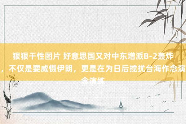 狠狠干性图片 好意思国又对中东增派B-2轰炸机，不仅是要威慑伊朗，更是在为日后搅扰台海作念演练