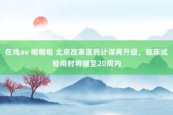 在线av 啪啪啦 北京改革医药计谋再升级，临床试验用时将缩至20周内