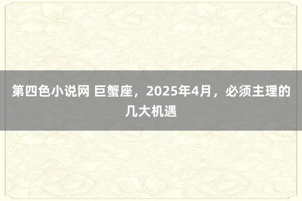 第四色小说网 巨蟹座，2025年4月，必须主理的几大机遇