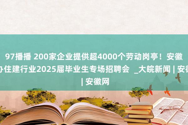 97播播 200家企业提供超4000个劳动岗亭！安徽举办住建行业2025届毕业生专场招聘会  _大皖新闻 | 安徽网