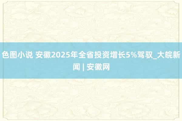 色图小说 安徽2025年全省投资增长5%驾驭_大皖新闻 | 安徽网