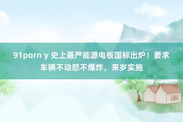91porn y 史上最严能源电板国标出炉！要求车辆不动怒不爆炸，来岁实施
