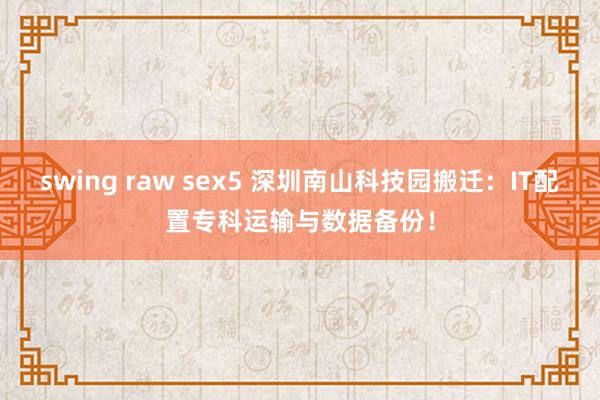 swing raw sex5 深圳南山科技园搬迁：IT配置专科运输与数据备份！