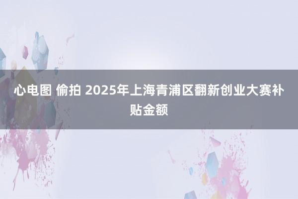 心电图 偷拍 2025年上海青浦区翻新创业大赛补贴金额
