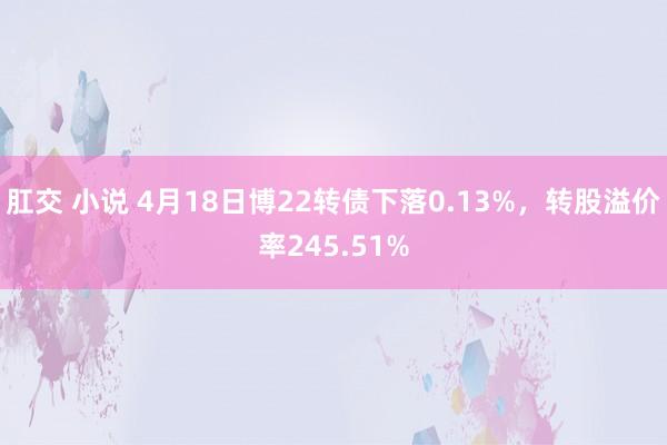 肛交 小说 4月18日博22转债下落0.13%，转股溢价率245.51%