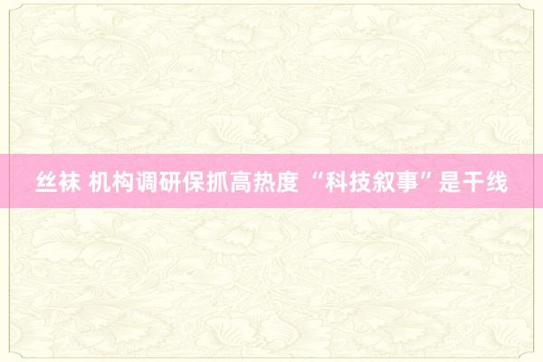 丝袜 机构调研保抓高热度 “科技叙事”是干线