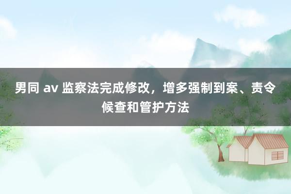 男同 av 监察法完成修改，增多强制到案、责令候查和管护方法