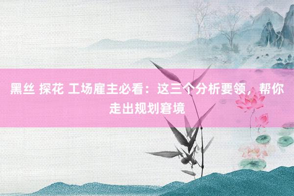 黑丝 探花 工场雇主必看：这三个分析要领，帮你走出规划窘境