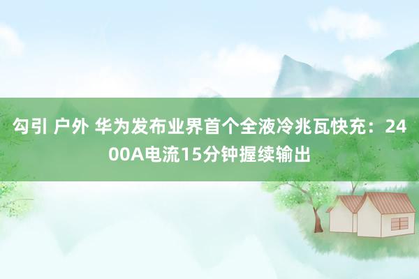勾引 户外 华为发布业界首个全液冷兆瓦快充：2400A电流15分钟握续输出